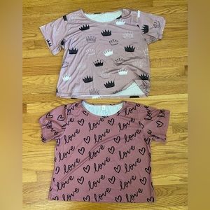 Unbranded Pajama Tops Women’s XL Pink Black Lot of 2 Shirts Waist Length Shein